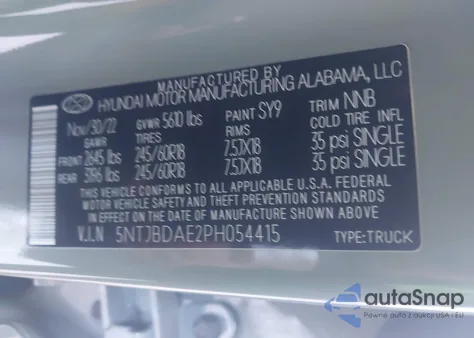 2023 Hyundai Santa Cruz Sel z USA, uszkodzony, nr VIN 5NTJBDAE2PH054415